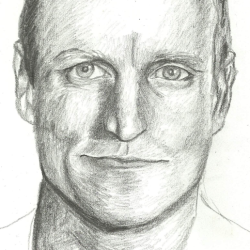 Actor Woody Harrelson Drawing Intricate Artwork