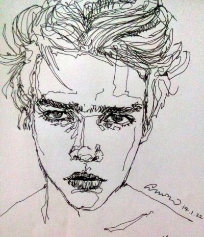 Aesthetic Boy, Vintage Fashion, Trendy Style, Creative Expression, Artistic Vibes Drawing