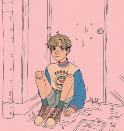 Aesthetic Boy, Dreamy Vibes, Soft Colors, Vintage Style, Artistic Expression Drawing