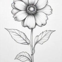 Aesthetic Flower Drawing Art Sketch Image