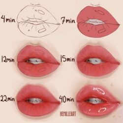 Aesthetic Lips Drawing Detailed Sketch