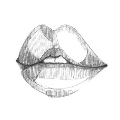 Aesthetic Lips, Soft Texture, Vibrant Colors, Glossy Finish, Bold Outline Drawing