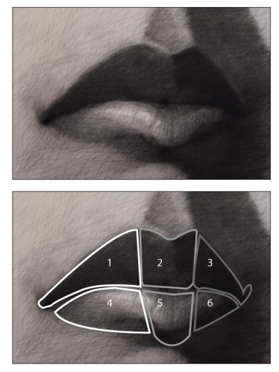 Aesthetic Lips, Soft Texture, Vibrant Colors, Glossy Finish, Bold Outline Drawing