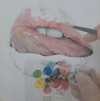 Aesthetic Lips, Soft Texture, Vibrant Colors, Glossy Finish, Bold Outline Drawing