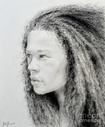 Afro, Voluminous, Natural, Curly, Textured Drawing