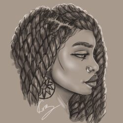 Afro Drawing Realistic Sketch