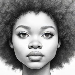 Afro Drawing Sketch Image