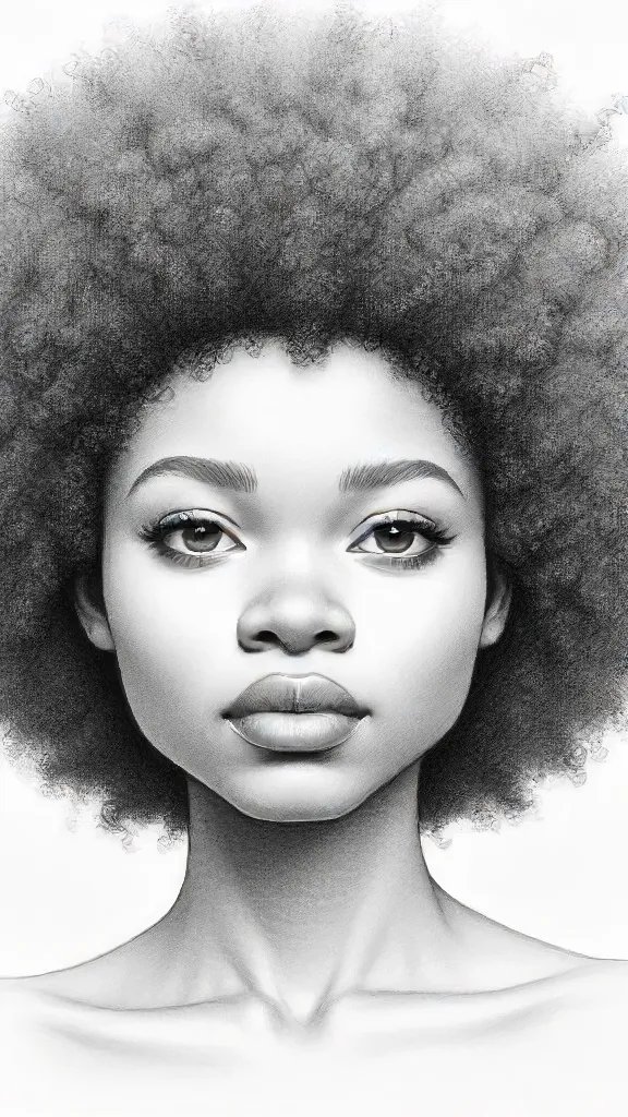 Afro Drawing Sketch Image