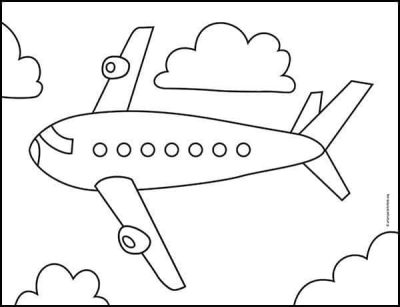 Airplane Simple, Quick Takeoff, Easy Flight, Hassle-Free Journey, Streamlined Travel Drawing