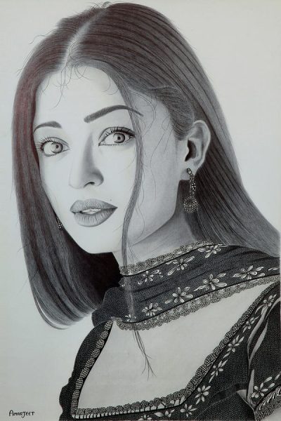 Aishwarya Rai, Film Actress, Beauty Icon, Miss World, Bollywood Star Drawing