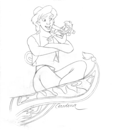 Aladdin, Genie, Love, Adventure, Magic Drawing