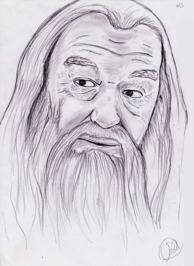 Albus Dumbledore, Master Strategist, Powerful Wizard, Wise Mentor, Hogwarts Headmaster Drawing