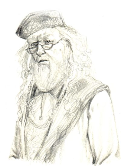 Albus Dumbledore, Wise Mentor, Hogwarts Headmaster, Powerful Wizard, Magical Leader Drawing