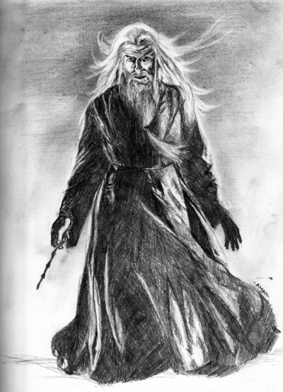 Albus Dumbledore, Magical Leader, Powerful Wizard, Wise Mentor, Hogwarts Headmaster Drawing