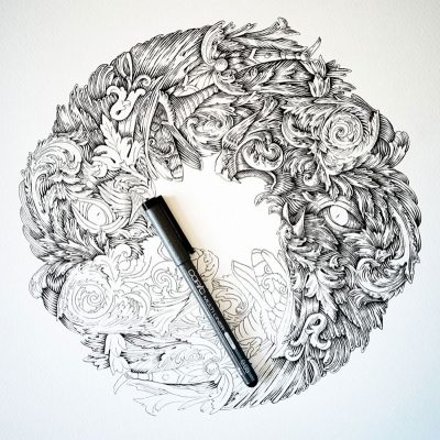 Alex Konahin, Fantasy Creatures, Detailed Designs, Surreal Art, Intricate Illustrations Drawing