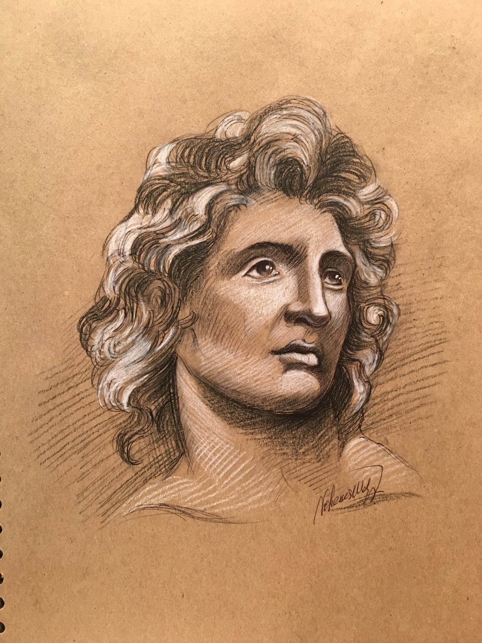 Alexander The Great Drawing Realistic Sketch