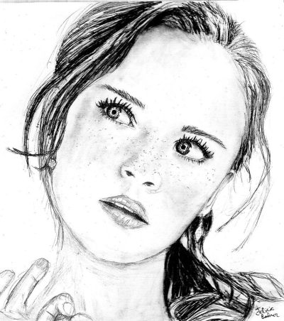 Alexis Bledel, Actress, Gilmore Girls, Model, The Handmaid’s Tale Drawing