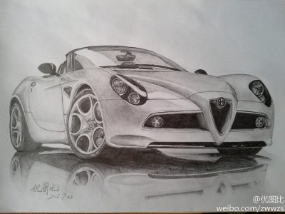 Alfa Romeo, Iconic Heritage, Italian Design, Sports Performance, Luxury Vehicles Drawing