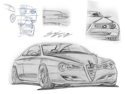 Alfa Romeo, Sporty Design, Iconic Heritage, Italian Luxury, Performance Engineering Drawing