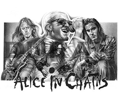 Alice In Chains, Seattle, Heavy Guitars, Grunge, Dark Themes Drawing