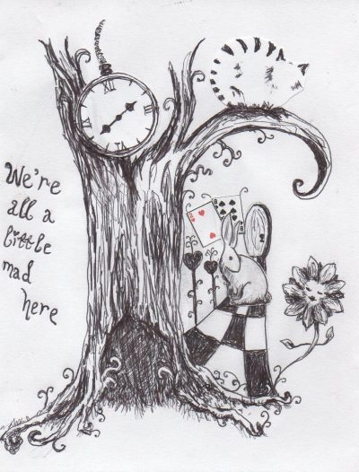 Alice In Wonderland, Curiosity, Transformation, Imagination, Adventure Drawing