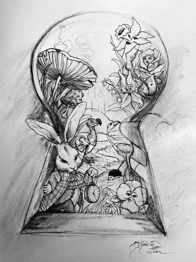 Alice In Wonderland, Curiosity, Surrealism, Adventure, Imagination Drawing