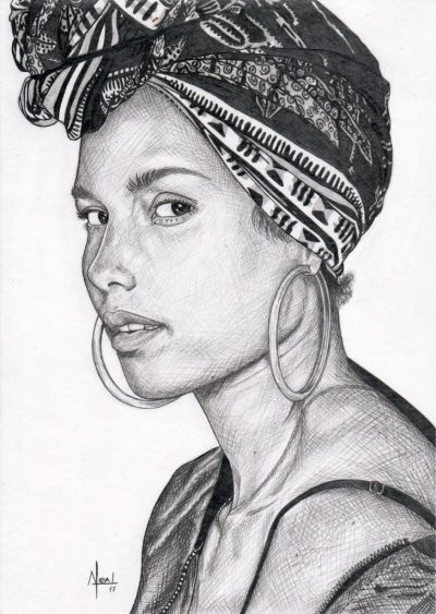 Alicia Keys, Activist, Soulful, Songwriter, Pianist Drawing