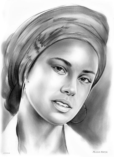 Alicia Keys, Grammy-Winner, Songwriter, Pianist, Soulful Drawing