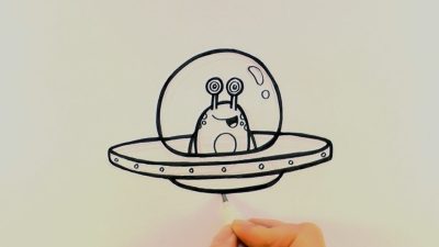 Alien Cartoon, Extraterrestrial Humor, Animated Adventures, Whimsical Creatures, Sci-Fi Comedy Drawing