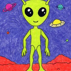 Alien Cartoon Drawing Fine Art