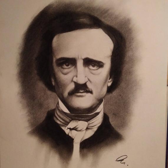 Allan Poe Drawing Realistic Sketch