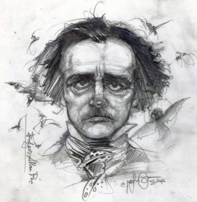 Allan Poe, Mysterious Tales, Dark Romanticism, Haunting Themes, Gothic Literature Drawing