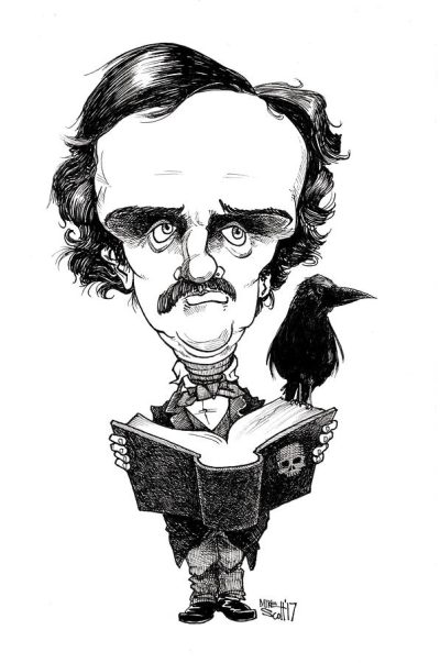 Allan Poe, Genius, Darkness, Macabre, Mystery Drawing