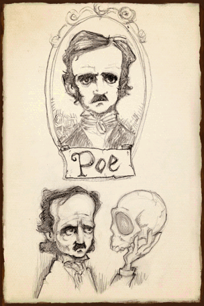 Allan Poe, Mysterious, Macabre, Genius, Poetry Drawing