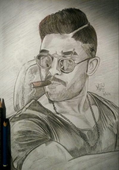 Allu Arjun, Stylish Star, Telugu Cinema, Iconic Dancer, Blockbuster Actor Drawing