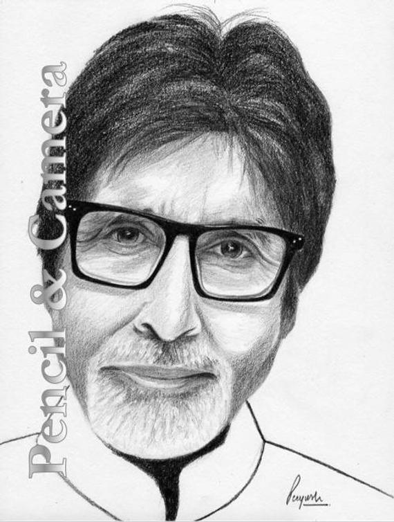 Amitabh Bachchan Drawing Modern Sketch