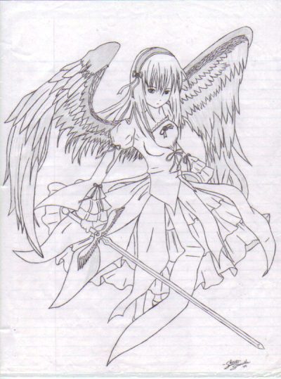 Angel Girl, Compassionate, Ethereal, Guardian, Serene Drawing