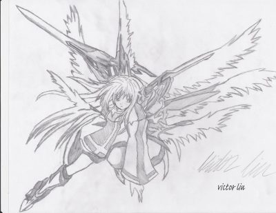 Angel Girl, Celestial Being, Heavenly Presence, Divine Guardian, Ethereal Spirit Drawing