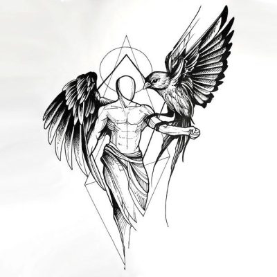 Angel Man, Guardian, Light, Inspiration, Kindness Drawing