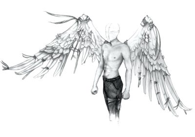 Angel Man, Enchanting Presence, Magical Being, Joyful Spirit, Uplifting Energy Drawing