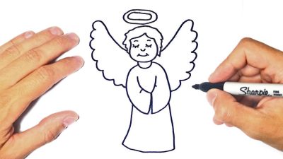 Angel Simple, Divine Essence, Serene Beauty, Pure Elegance, Heavenly Touch Drawing