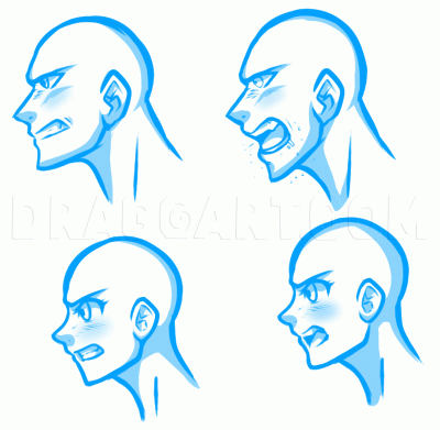 Angry Face, Enraged Countenance, Upset Features, Furious Expression, Irritated Visage Drawing