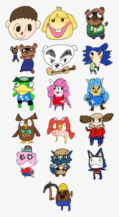 Animal Crossing, Customization, Relaxation, Community, Exploration Drawing