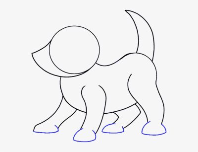 Animated Dog, Lively Pet, Whimsical Hound, Cartoon Canine, Playful Pup Drawing