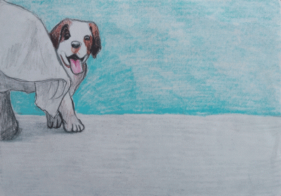 Animated Dog, Whimsical Hound, Cartoon Canine, Vibrant Pet, Playful Pup Drawing