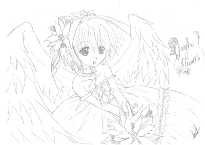 Anime Angel, Fantasy Heroine, Celestial Guardian, Divine Protector, Ethereal Spirit Drawing