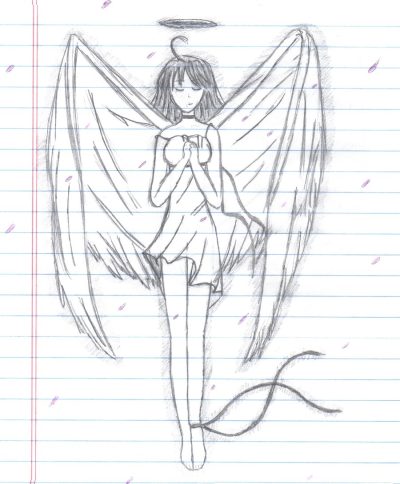 Anime Angel, Fantasy Heroine, Celestial Guardian, Divine Protector, Ethereal Spirit Drawing