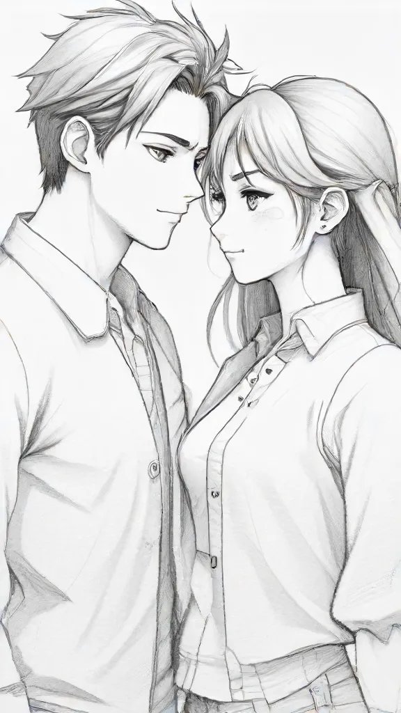 Anime Couple Drawing Sketch Image