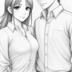 Anime Couple Drawing Sketch Photo
