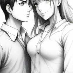 Anime Couple Drawing Sketch Picture